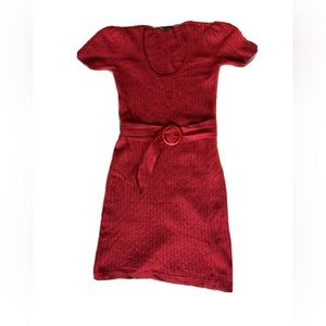 Vintage Betsy Johnson Cashmere Cable Knit Sweater Dress Maroon Red Sz M